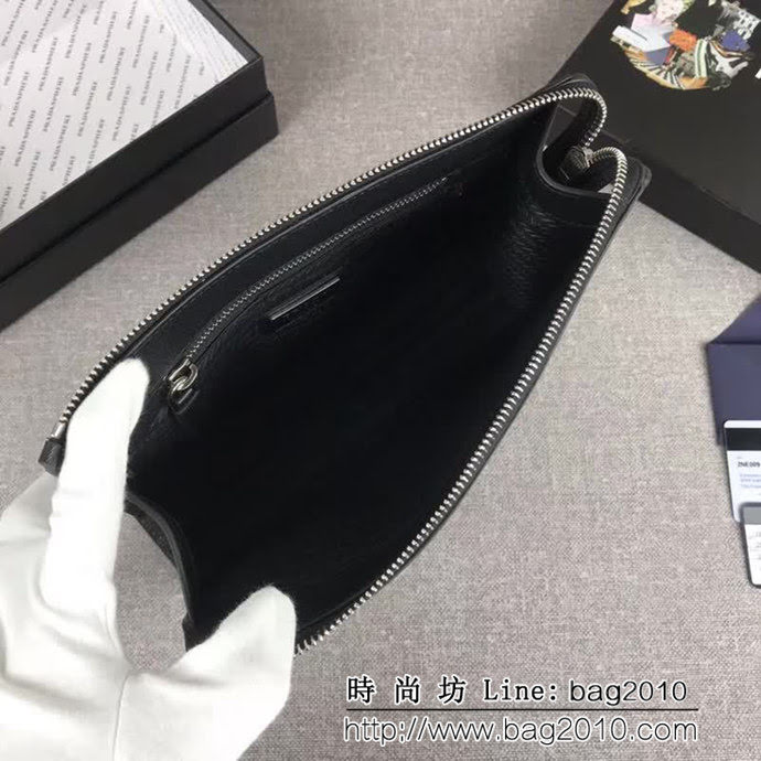 PRADA普拉達 專櫃同步 最新款式 頂級原單十字紋牛皮 男士手包 2NH009 DD1377